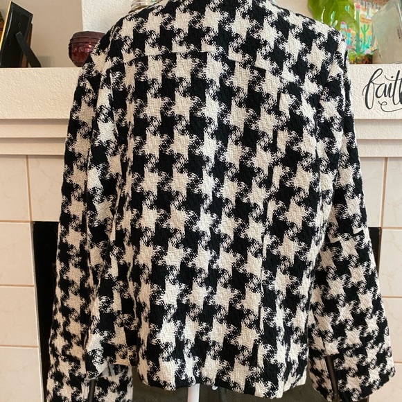 Lane Bryant Houndstooth Front Zipper Jacket, Dressy, Blk, White, Size 24 - Picture 9 of 12